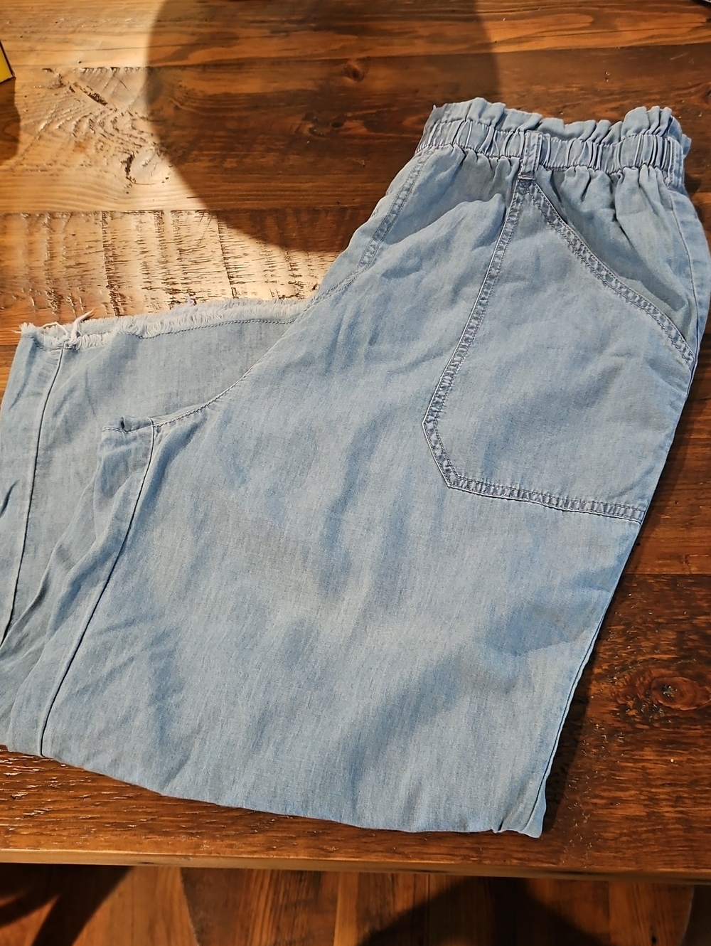 Express Light Wash Wide Leg Elastic Waist Denim Pants